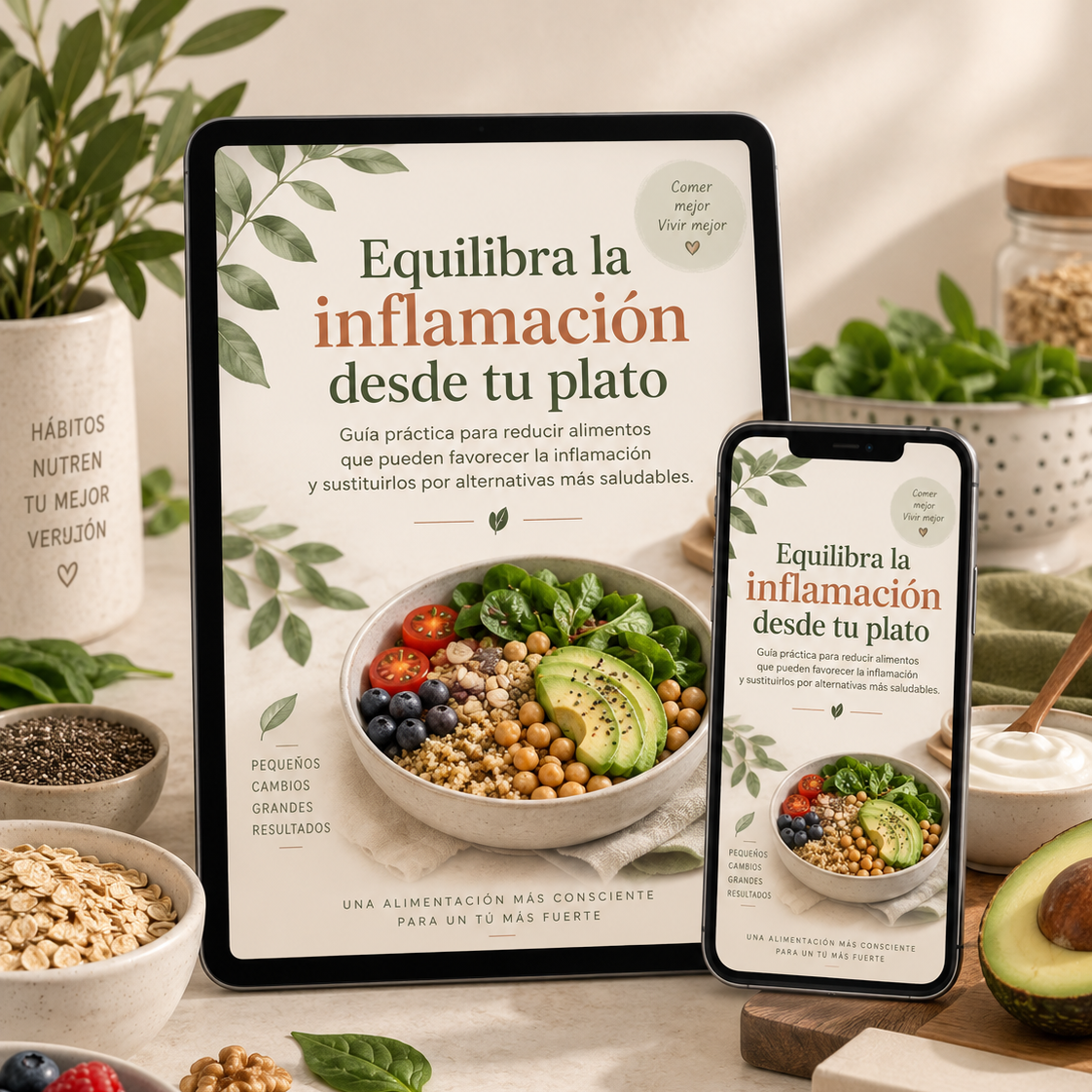 Equilibra la Inflamación desde tu Plato: Guía + Minutas y Reemplazos Saludables